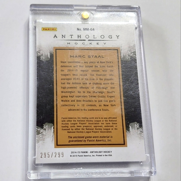 Marc Staal Game-Worn Panini Massive Materials Anothology 2014/15 Rangers - Picture 2 of 2